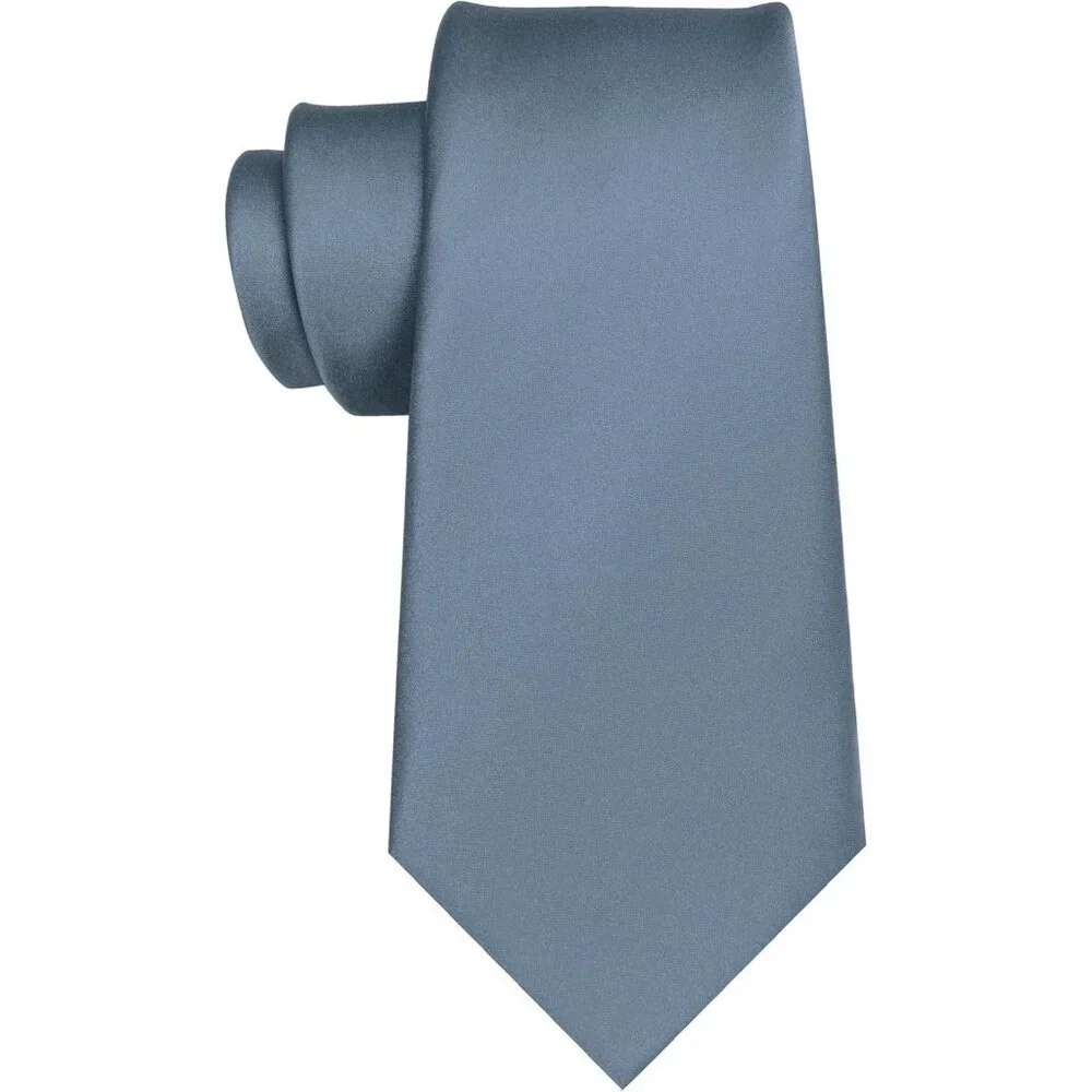 Men's Grey Solid Pure Color Imported Polyester Formal Neck Ties